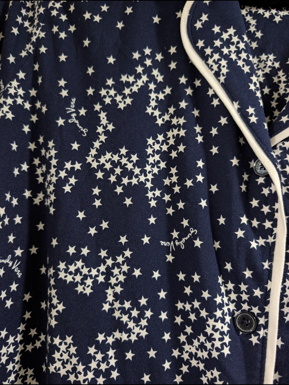Simply Vera Vera Wang Navy and White Star-Print Pajama Set - Picture 7 of 11